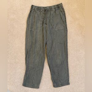 Roots brand Olive Green Long Pants Women's Size Medium Straight Leg Drawstring💚